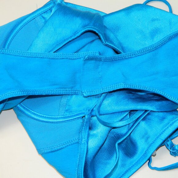 Zara Turquoise Blue Satin Effect Bustier Wired Bra Bodysuit Size Small - Picture 9 of 13